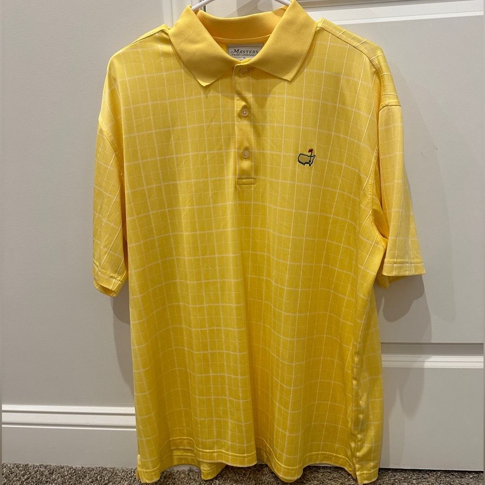 Yellow and White Plaid Masters Performance Polo Large (Like New)